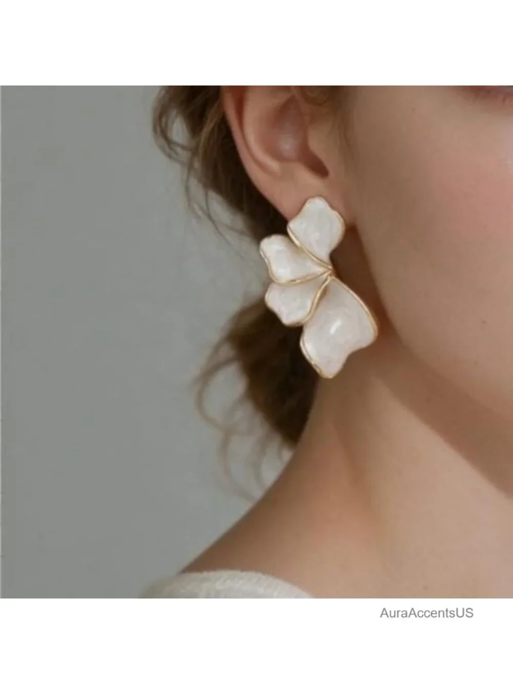 Large Gold Plated Flower Earrings for Women, Hypoallergenic Statement Floral